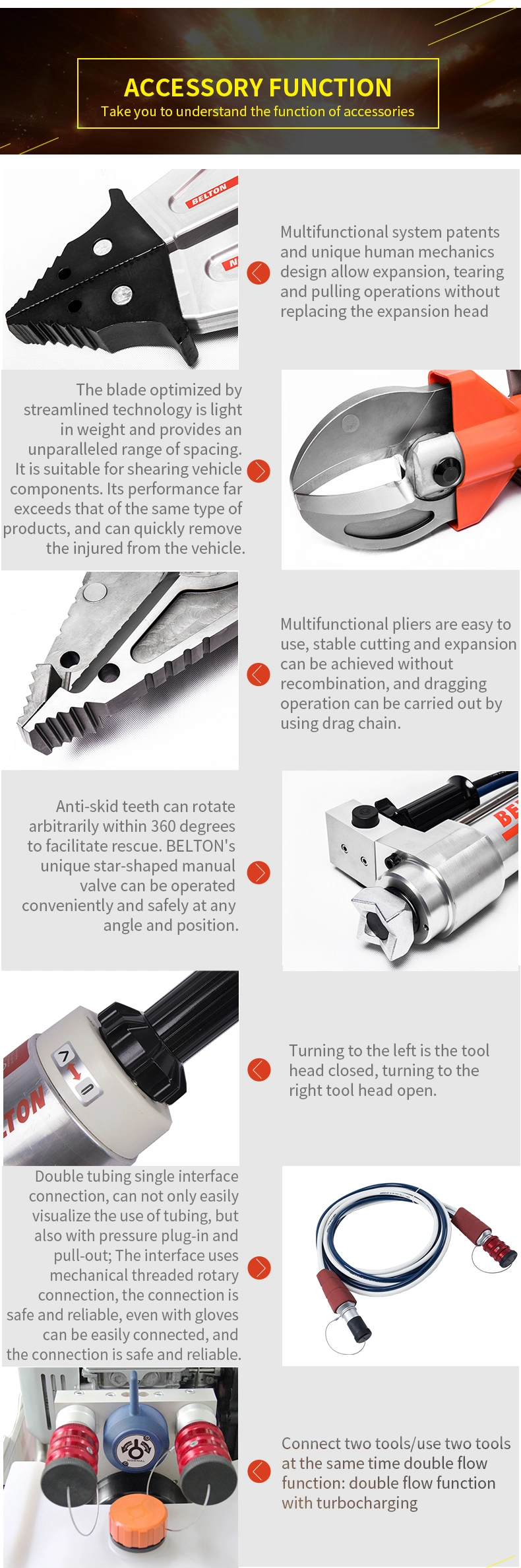 72MPa Hydraulic Cutter Spreader Alat penyelamatan darurat Alat gabungan hidraulik merah 5